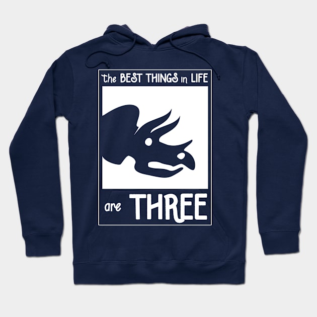 The Best Things In Life Are Three (Triceratops) Hoodie by dinosareforever